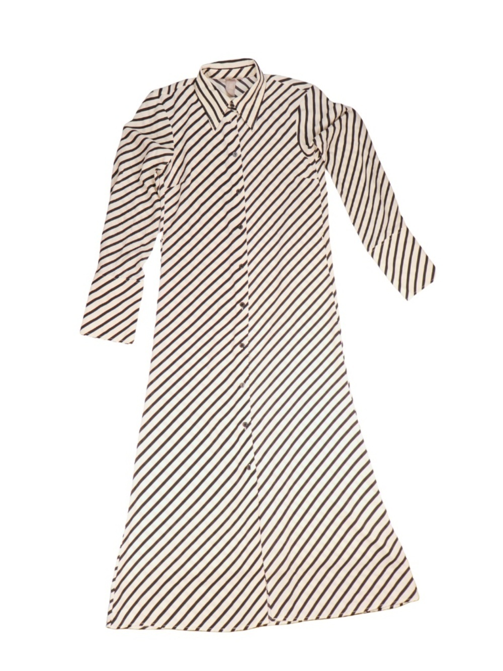 Zara Black Cream Stripe Maxi Shirt Dress Small